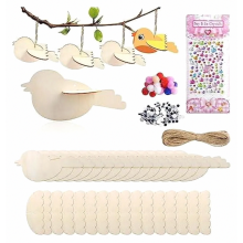 3D Wooden Bird Craft Kit, 16 Piece Easter Decorations with Stickers for Garden, Balcony and Children