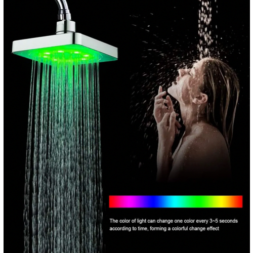 LED Rain Shower Head with 7 Colour Lights, Romantic Waterfall Effect for a Modern Home Bathroom 1