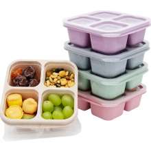 5-Pack Bento Lunch Boxes, 4-Compartment Snack Containers for Kids, Toddlers and Adults, School and Work