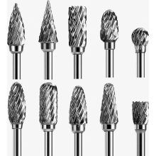 Carbide Rotary Burr Set, 10 Double-Cut Bits with 3mm Shank for Grinding, Carving, Engraving and Metal Polishing