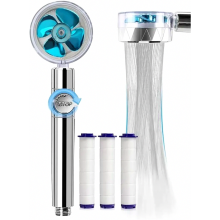 Handheld Shower Head, 360 Degree Rotating High Pressure, Water Saving, 2 Spray Modes with 3 PP Cotton Filters, Blue