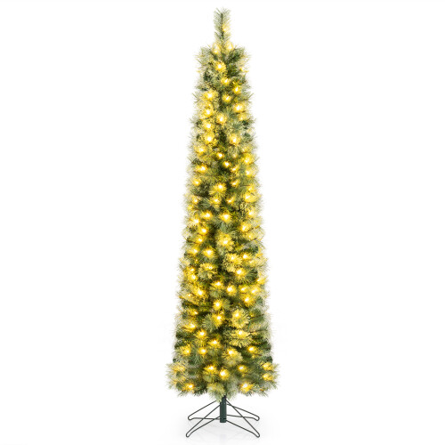 Costway 6 FT Pre-lit Pencil Christmas Tree with Warm LED Lights