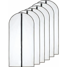 Koinkestävät vaatepussit 60 x 120 cm, 6 kpl, mustat ja kirkkaat hengittävät suojukset takkeihin täyspitkällä vetoketjulla