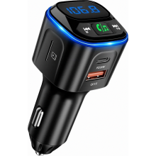Bluetooth 5.3 FM-lähetin autoon, 36 W PD ja 18 W QC laturi, handsfree-sarja, TF-kortti- ja USB-muistitikkutuki