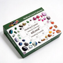 Adventskalender met helende kristallen, kunst en knutselwerk, 24 dagen aftellen naar Kerstmis met natuurlijke edelstenen, verrassingsca