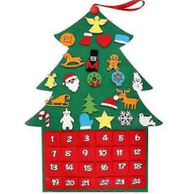 Adventní kalendář s vánoční plstí, vánoční adventní kalendář s kapsami, adventní kalendář Santa Claus, šířka 26-27 cm