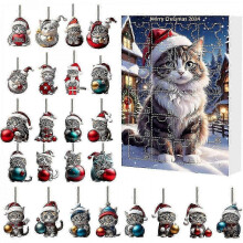 Nuovo calendario dell'Avvento di Natale con gatti, calendario dell'Avvento natalizio di 24 giorni