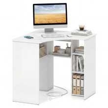 Corner Desk Triangle Computer Desk with Storage Shelves
