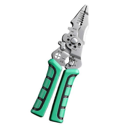Self-adjusting automatic wire stripper, wire cutter and crimping tool