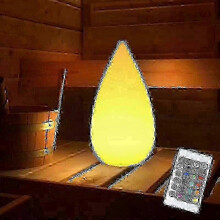 Dobíjecí bezdrátová LED saunová lampa ve tvaru kapky - stmívatelná RGB s IP54, pro použití u postele a venku