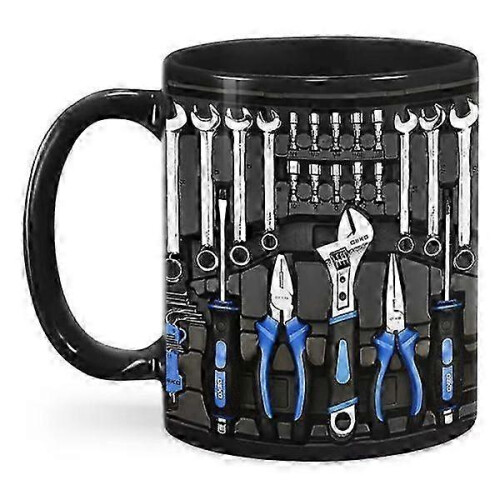 Mechanic Black Ceramic Coffee Mug - Large 16oz Cup for Toolbox, Tea, Soup & Wine, Durable Workshop Mug