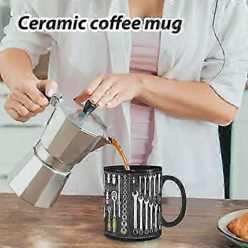 Mechanic Black Ceramic Coffee Mug - Large 16oz Cup for Toolbox, Tea, Soup & Wine, Durable Workshop Mug 1