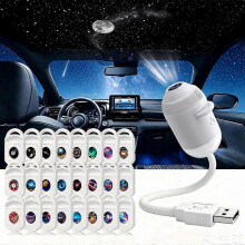 2-i-1 Galaxy-projektor nattlys USB-projeksjonslampe med 24 projeksjonsfilmer, mini Galaxy-lys
