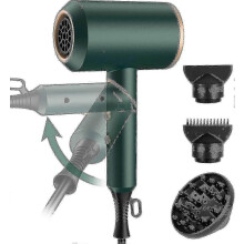 2000W Folding Travel Hair Dryer, Ionic Lightweight Blow Dryer with 2 Styling Nozzles and 1 Diffuser