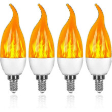 E14 Flame Effect LED Bulb - 3W Dimmable Vintage Style Flickering Light with 3 Modes for Chandeliers & Lamps (4 Pack)