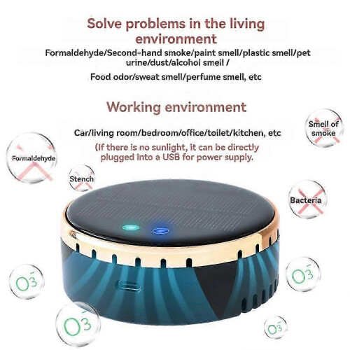 Solar & USB Dual-Powered Air Purifier for Car - Instant Odor Removal without Filter Needed 1