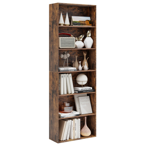 Costway 6-Tier Open Bookcase 178cm Tall Standing Book Storage Organizer