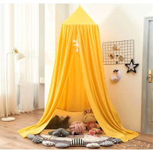 Dosel para cama infantil, cortina mosquitera redonda colgante para decoración de guardería o sala de juegos, amarillo
