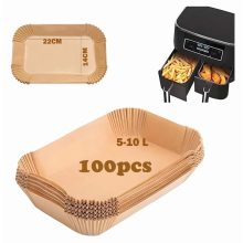 Papel vegetal para freidora de aire, 100 unidades, de 7,5 a 10 litros, doble zona, resistente al calor.