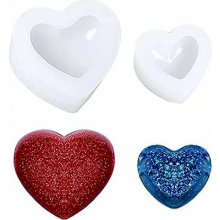 Moldes de silicona con forma de corazón (2 piezas), diseño geométrico 3D para manualidades con resina y elaboración de jabón casero.