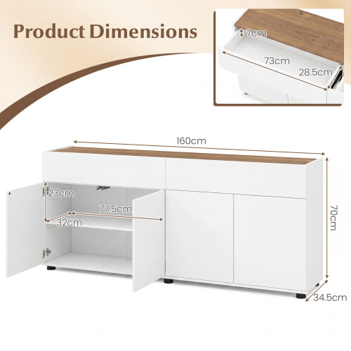 Costway Sideboard Buffet Cabinet with Storage Industrial Coffee Bar Cabinet 2