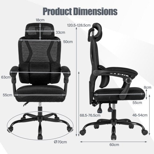 Costway Swivel Rolling Task Chair with Adaptive Lumbar Support 2