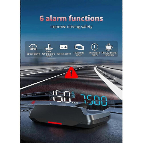 C7B OBD HUD Head-Up-Display mit Tachometer, Voltmeter, Kompass und Wassertemperaturprojektor-Navigation für Autos 1