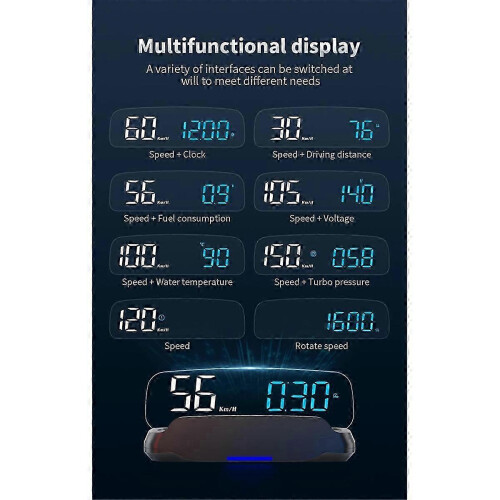 C7B OBD HUD Head-Up-Display mit Tachometer, Voltmeter, Kompass und Wassertemperaturprojektor-Navigation für Autos 2
