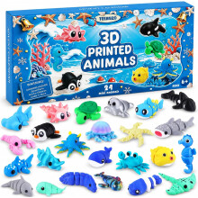 Weihnachts-Adventskalender Mini 3D-gedruckte Tiere 24 Tage
