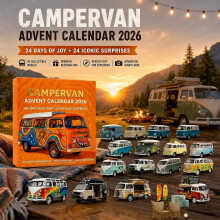 Adventskalender 2026 in Form eines Wohnmobils mit 24 flachen Acryl-Sammelfiguren, Weihnachtsüberraschungsgeschenk für Camping- und Rei