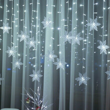 Julegardin fe lyskæde snefnug LED vindue boligindretning julefest