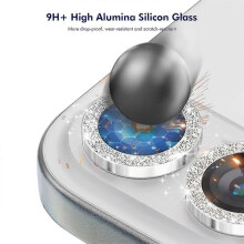 Kompatibel mit Samsung Galaxy Z Fold8 Kamera-Linsenschutzfolie ENKAY Hat-Prince Glitzerdekor Gehärtetes Glas Linsenfolie
