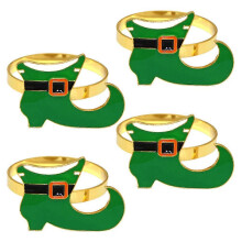 Grønne skoservietringe til borddekoration 4 stk. legering St. Patricks dag-holder