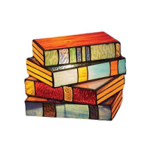 Kleurrijke glazen stapelbare boekenlamp, bureaulamp van hars