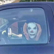 Strašidelný kukající podivín Halloweenská dekorace Klaun Vnitřní a venkovní samolepky na okna