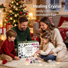 Adventskalender mit Heilkristallen, 24 Tage, natürlicher Edelstein, Überraschungsbox, Weihnachtsgeschenk