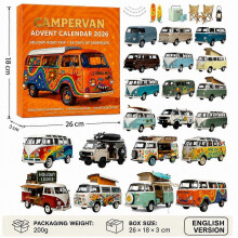 2026 Campervan Advent Calendar with 24 Flat Acrylic Collectibles, Christmas Countdown Surprise Gift for Camping and Travel Lovers