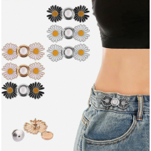 Lot de 6 boutons de ceinture ajustables pour jeans amples, resserreurs de taille sans couture, motif marguerite.