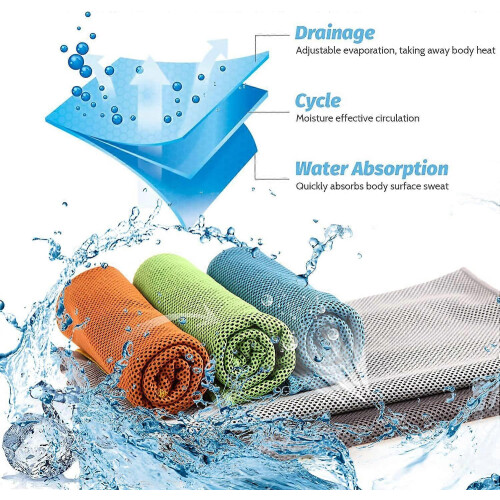 4 pcs Cooling Towel (40"x 12"), Ice Towel, Microfiber Towel, Soft Breathable 1