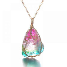 Collana con pendente in pietra di cristallo naturale e chiusura a filo - Gioielli di alta qualità con pietre preziose