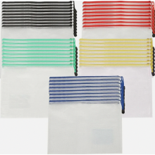 Lot de 40 pochettes A4 zippées, étanches, pour documents et papiers, 34 x 24 cm, 5 couleurs.