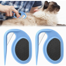 Peigne démêlant deux pièces pour poils de chat, outil pour démêler les nœuds et brosse de massage pour chiens à poils longs