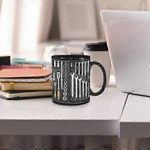 Mechanic Black Ceramic Coffee Mug - Large 16oz Cup for Toolbox, Tea, Soup & Wine, Durable Workshop Mug 2