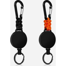 Ensemble de 2 porte-clés rétractables, enrouleur pour badge d'identification avec câble en acier de 65 cm pour clés et cartes d'identité, no