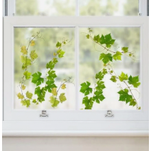 Autocollants pour fenêtres en forme de feuilles vertes, motif de vigne pour portes vitrées, décoration anti-collision d'oiseaux