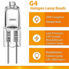 20 bombillas halógenas G4, bombillas halógenas de 20 W y 12 V, bombillas de lámpara transparentes de 2 pines, para iluminación de coci