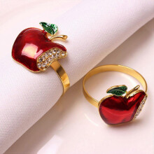 Napkin Rings Set of 24, Red Apple Napkin Ring for Wedding, Dinner Party, Banquet, Serviette for Christmas, Birthday