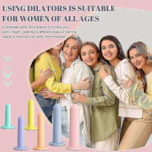 Set di 6 attrezzi in silicone per esercizi di Kegel - 6 pezzi in 6 diverse misure, con custodia e scatola per riporli.