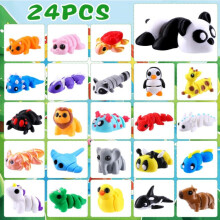 Adventskalender voor Kerstmis 2026 met 3D-geprinte dieren en fidget toys.