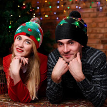 NEW LED Christmas Hat Creative Flashing Led Light Knitted Hat Snowman Winter Warm Color Knitted Cap Christmas Gift